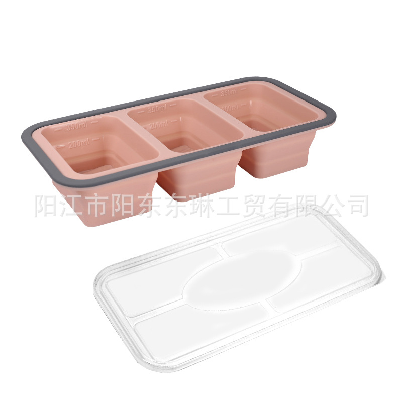 Transfronteriza venta caliente de silicona plegable caja de almuerzo caja de almuerzo caja de preservación de alimentos calentada por microondas caja de envasado