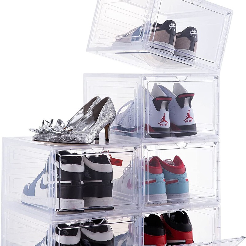 Foldable Transparent Shoe Box Storage Box Acrylic Plastic Basketball Shoe Cabinet Collection Sports Shoe Display Shoe Cabinet