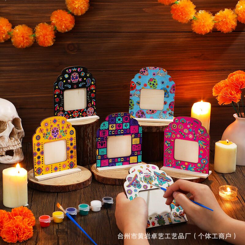 Cross-Border Popular Mexican Day of the Dead Wooden Photo Frame Sacrificial Decoration Ornament Halloween Ghost Festival Decoration Ornament