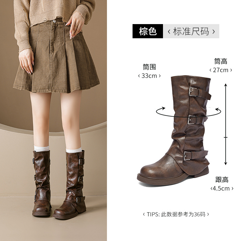 Augusto Lion Denmeillard Martin botas mujeres 2026 nuevo otoño marrón botas vaqueras occidentales botas de caballero