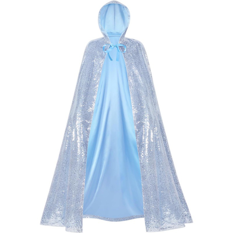 2025 double sequins lace play upgrade cape hooded cape long lace-up children's shawl a generation of hair