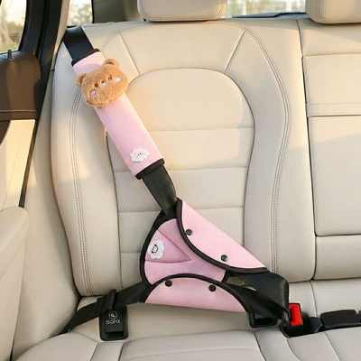 Car Seatbelt Shoulder Pad, Children's Anti-Neck Strangulation Protective Cover, Cartoon Car Seatbelt Belly Protector, Cross-Border Hot Item (Seat belt shoulder pad) - adjuster-bear-shoulder-pads-pink