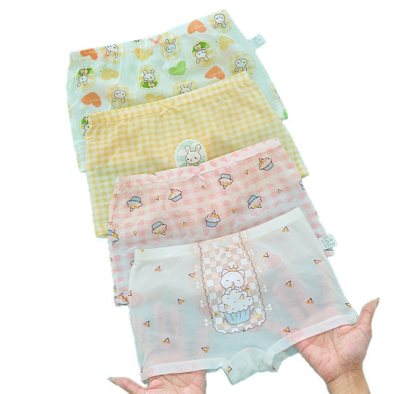 Pantalones interiores de niñas para niños modales de hielo tipo cortos de ángulo plano delgados de cuatro ángulos niña pequeña verano al por mayor