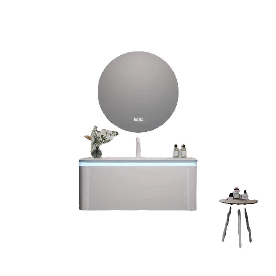 Mueble de baño de cerámica cuenca integrada lavabo de madera maciza lavabo gabinete de baño de cerámica integrada combinación gabinete de lavabo