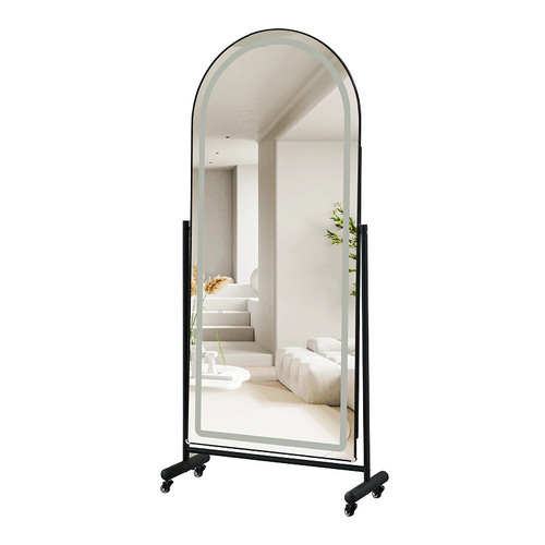 LED smart full-body mirror with lights, dressing room floor mirror, adjustable and movable fitting mirror, slimming and beautifying