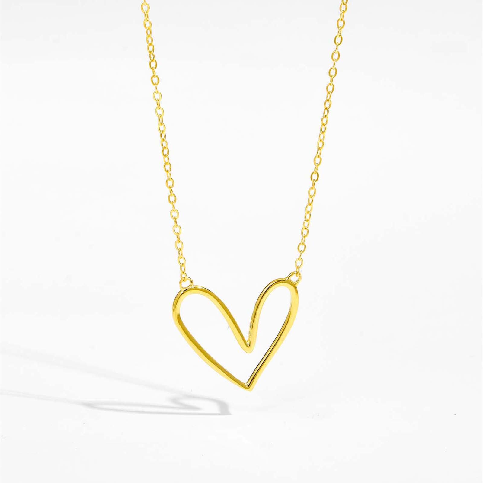 4g Weight 0.05µm-0.08µm Gold Plating Thickness 925 Sterling Silver Plating Heart Shape Pendant Necklace