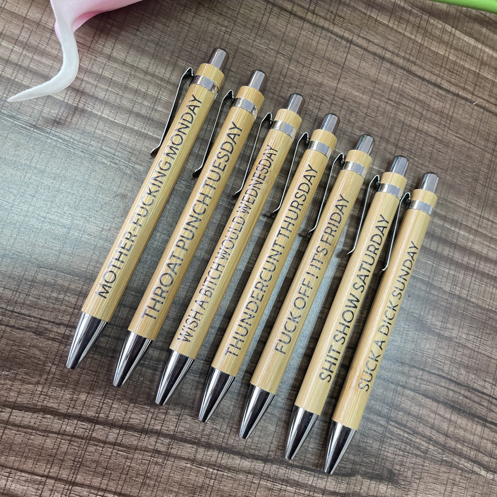 1 Set Solid Color Class Learning Wood Simple Style Classic Style Ballpoint Pen display picture 2