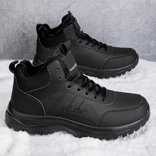 Men's Winter Snow Boots New Arrival with Fleece Lining, Warm Insulation, Mid-Cheel, Outdoor Slip-Resistant Casual Cotton Shoes
