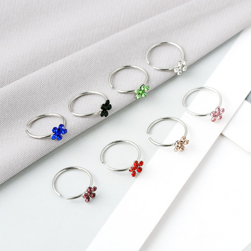 Cross-border e-commerce new model, exquisite C-shaped diamond petal nose ring, exotic nose ornament, nose clip, body piercing jewelry