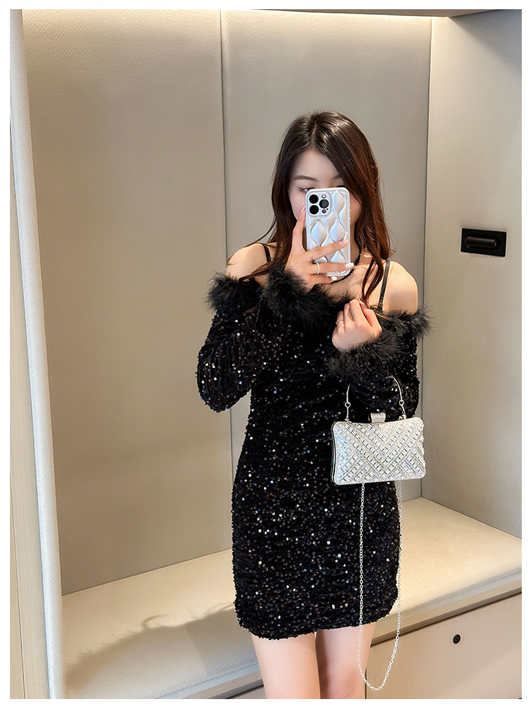 High-end evening dress, lady's water diamond clutch bag, diamond-encrusted bag, colorful diamond chain cheongsam bag, evening bag, women's handbag undefined