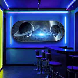 3D立体宇宙星空挂画清吧酒吧KTV墙面led灯发光装饰画太空月球壁画