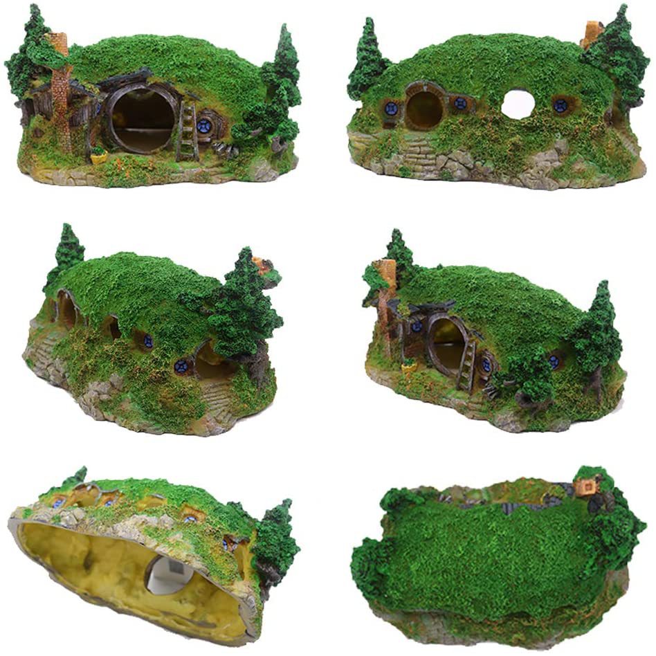 Tanque de peces paisajismo Castillo paisajismo refugio peces y camarones Shelter House cangrejo ermitaño crawlers caja Hobbit House Tree House