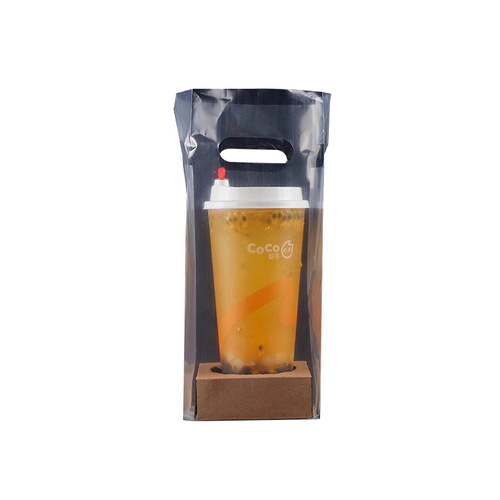 Milk tea cup packaging bag, takeaway drink cup holder bag, transparent plastic bag, portable transparent disposable internet celebrity bag