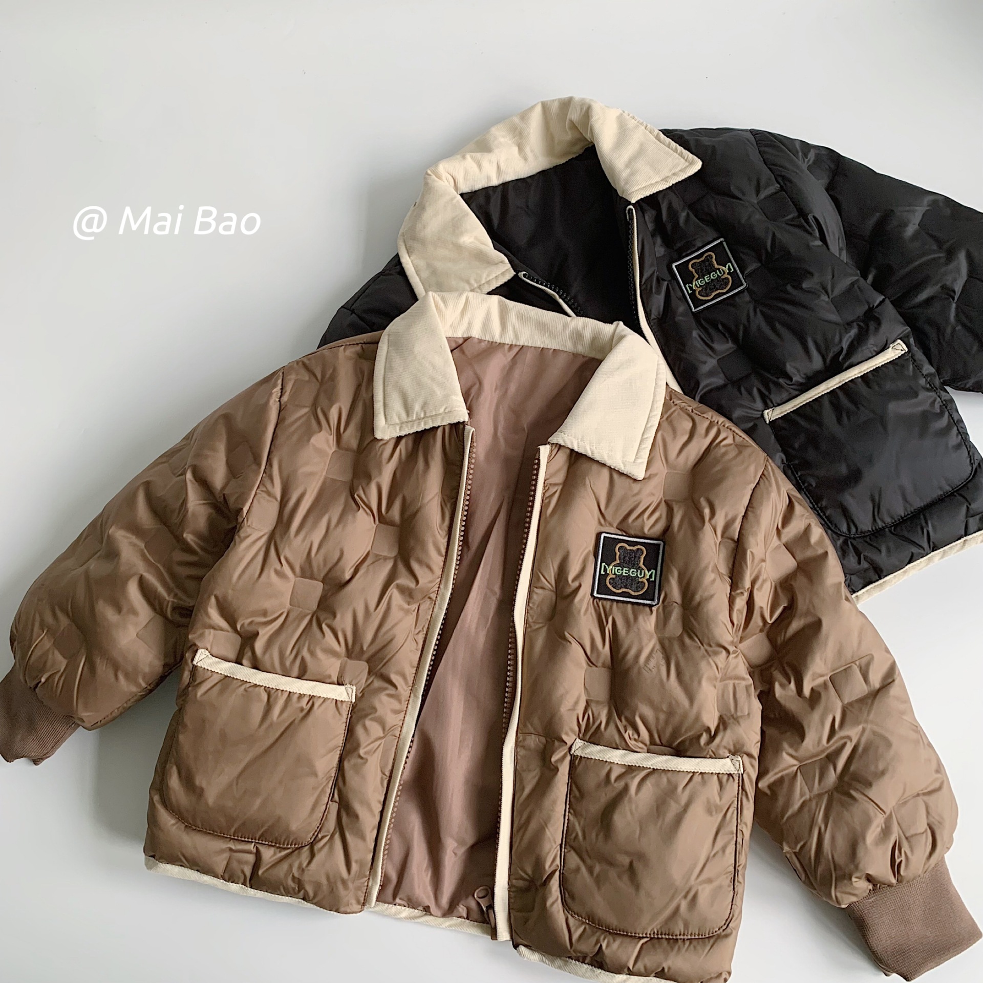 Chaqueta de plumón para niños Maibao 2024 invierno nuevo producto estándar suelto 90 plumón de pato blanco cálido versión coreana salvaje F0472