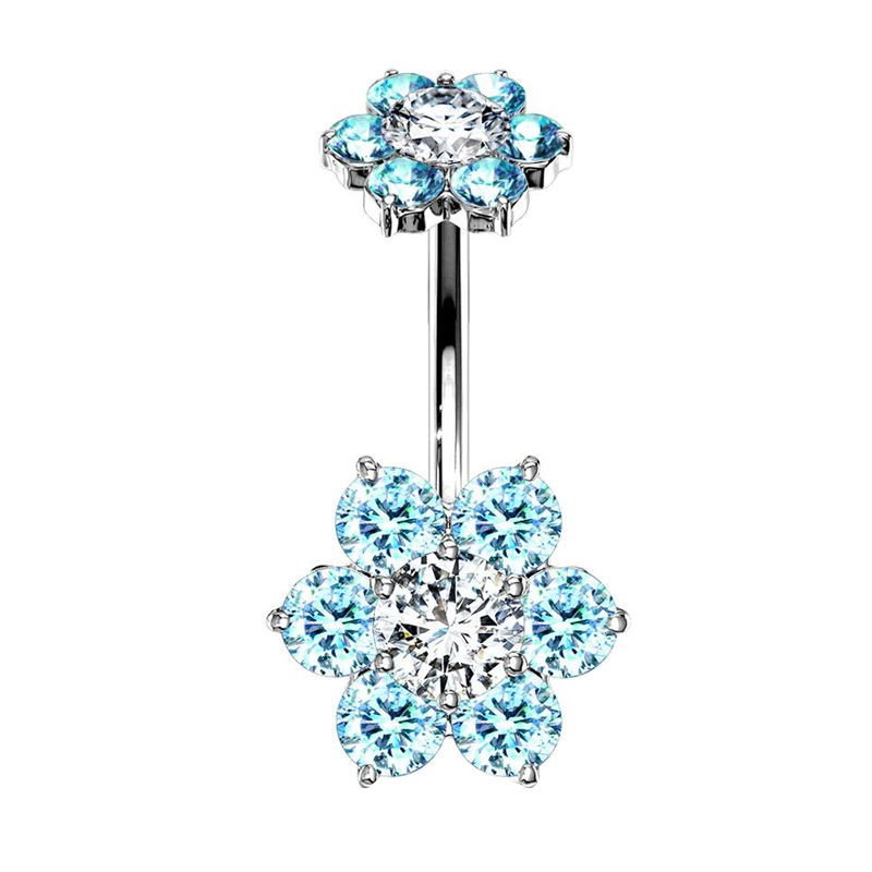 14G Navel Ring Blue Glow Star Dangle Belly Button Piercing Jewelry Stainless Steel detail image 10