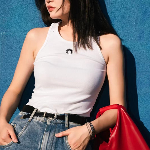  Small Design Moon Embroidery Worker Word Tank Top Underwear Single Wear Slim Fit Multi-purpose Outerwear Strapless Women 