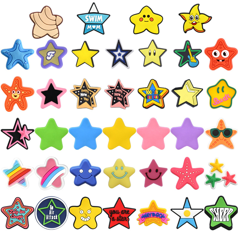 Hot Selling Cartoon Star Pvc Flat Decorative Soft Patch Hair Accessories Mobile Phone Case Five-Pointed Star DIY Jewelry Accessories