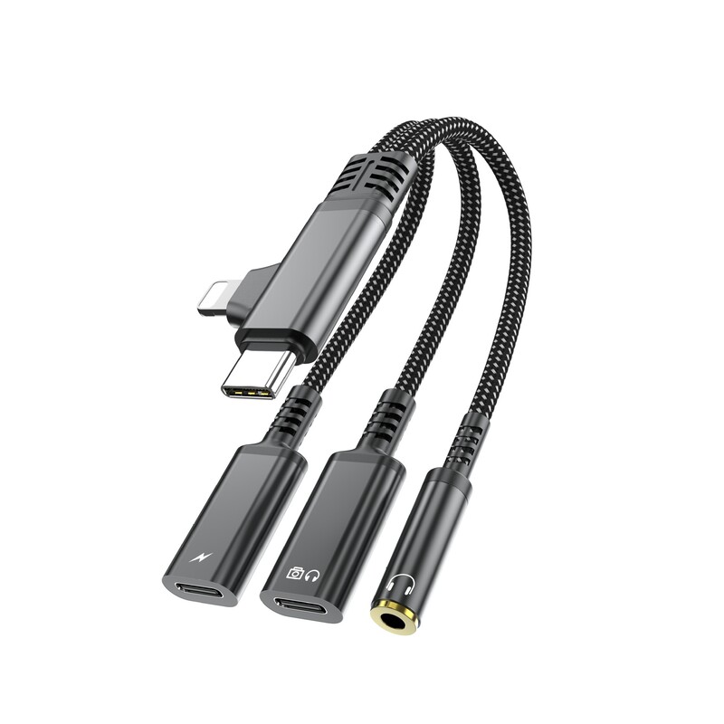 Google Samsung Huawei Apple 16 アダプターケーブル 3-in-2 60 ワット音楽リスニング充電デジタルヘッドフォンアダプターに適しています。|undefined