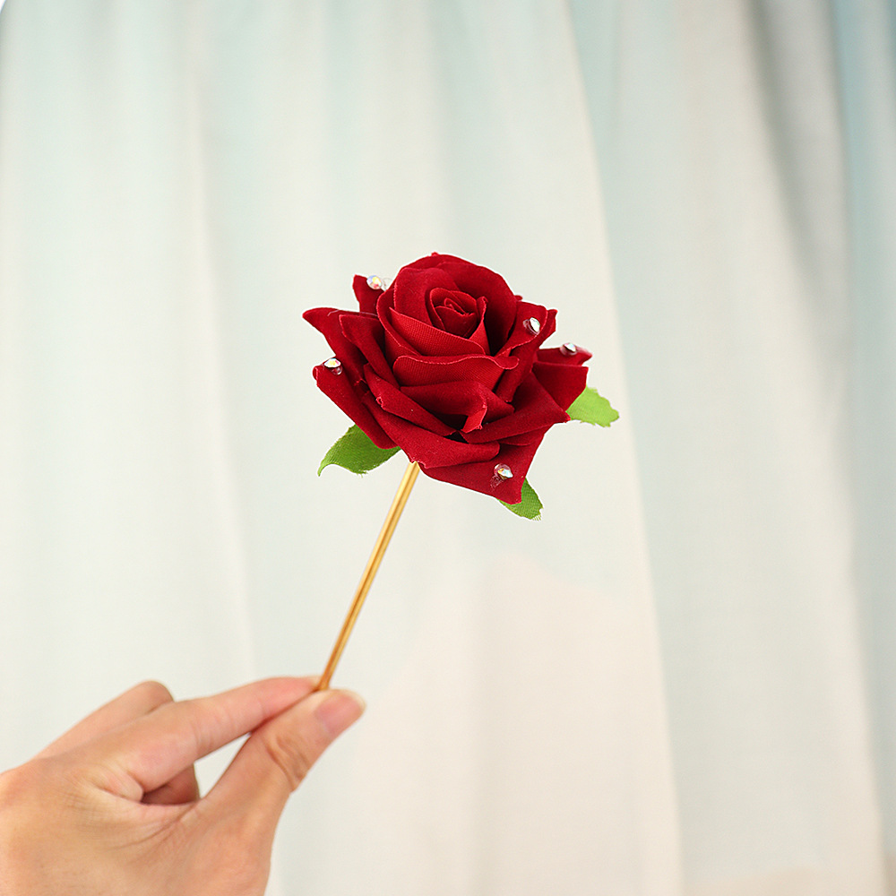 Horquilla retro francesa, diseño elegante de estrella, diamante y rosa, estilo celebridad de Internet