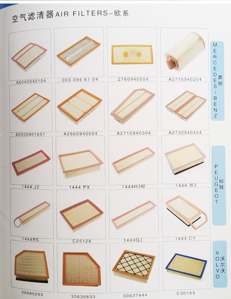 Suitable for All Volkswagen Air Filter Elements, Filter Elements and Filter Nets Supplied by Manufacturers