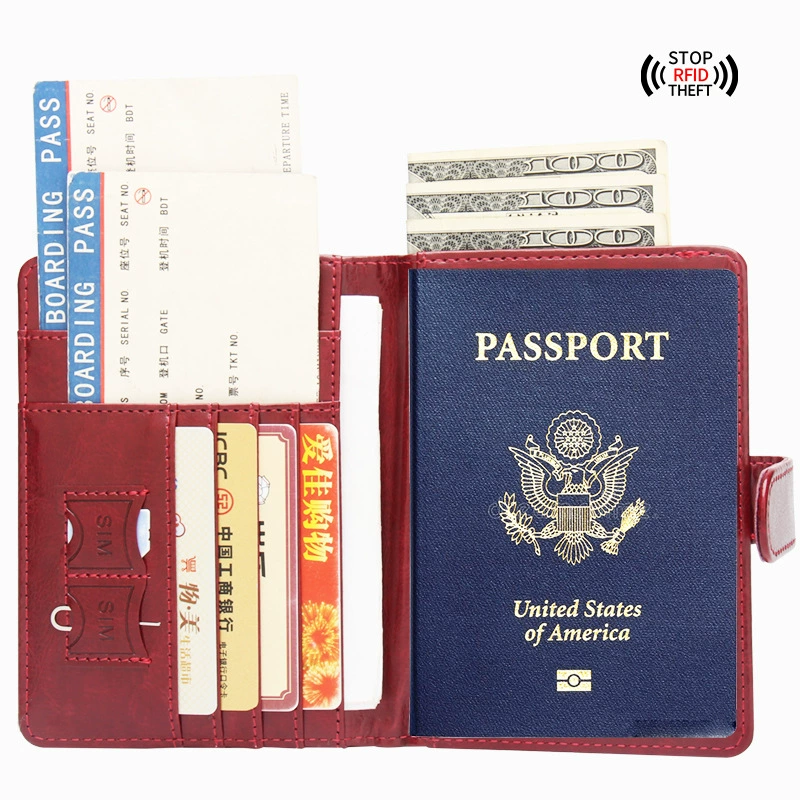 Wallet Anti -magnetic passport clip Multi -function multi -function multi -function multi -plug card seat folding buckle and fastening passport Ben leather card clip bag