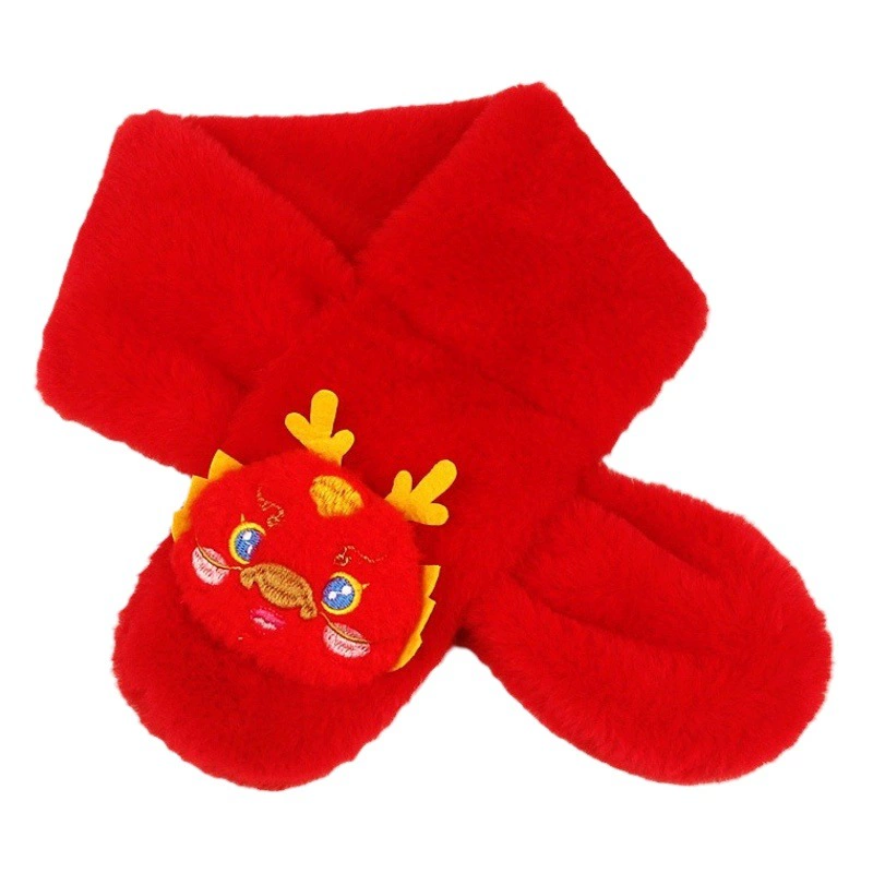 Новогодний детский шарф, красный, ярко-красный, из искусственного кроличьего меха, осенне-зимний, для малышей, на год Кролика, праздничный, для защиты шеи, подарок, оптом от производителя