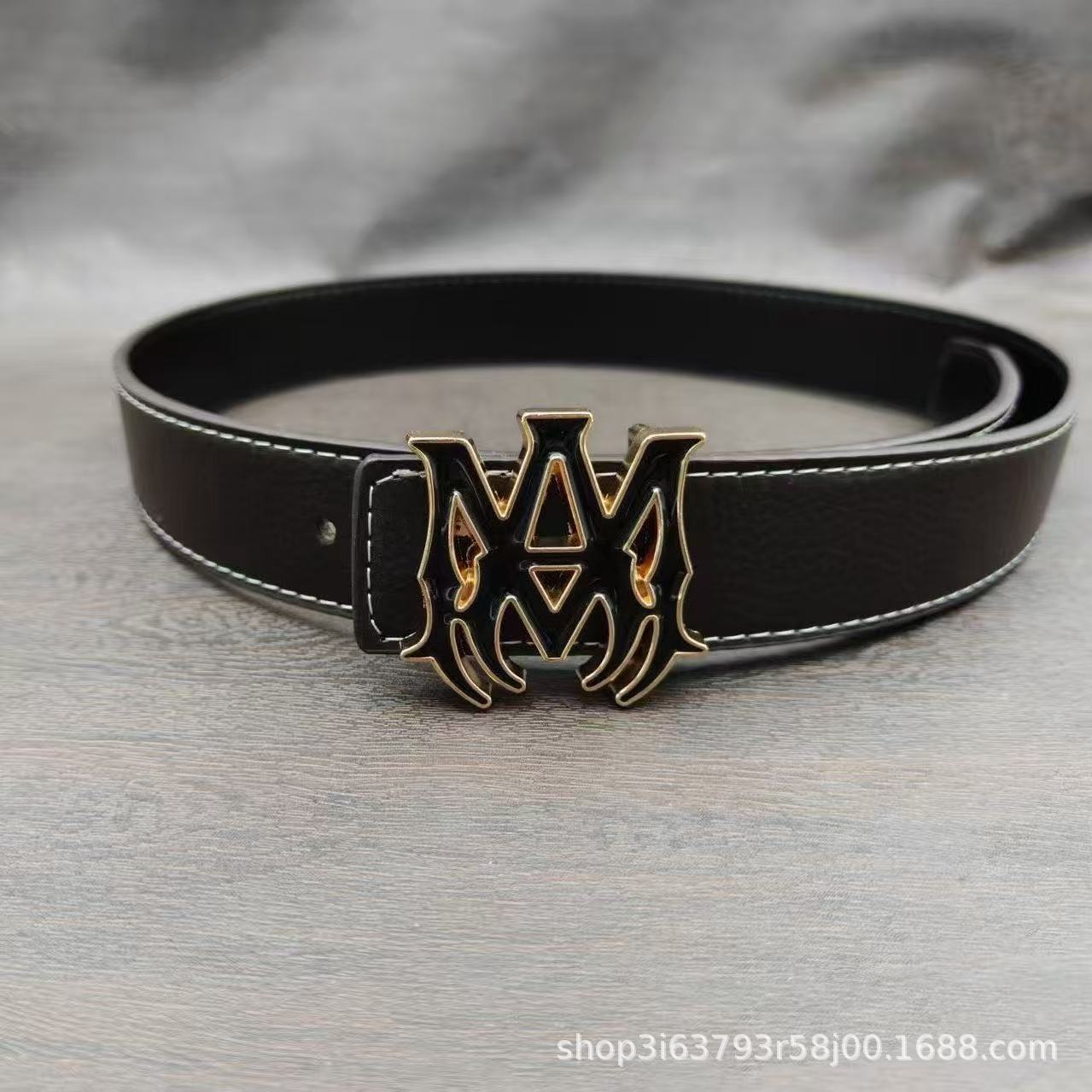 Amiri Logo Belt Pebbled Leather