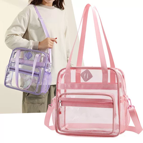 New cross-border transparent waterproof crossbody bag, large-capacity beach swimming PVC storage bag, dry and wet separation gym bag