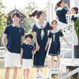 炸街亲子装一家三口四口全家母子装母女装裙子情侣装父子夏装套装