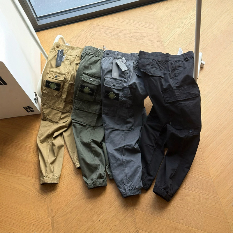 Cross-border wholesale Ston stone autumn new cotton casual solid color multi-pocket functional work pants