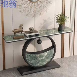 yp7 New Chinese Style Household Entrance Cabinet Long Strip Entrance Table Entrance Entrance Entrance Chinese Style Round European Style Rock Board Entrance Table Pole