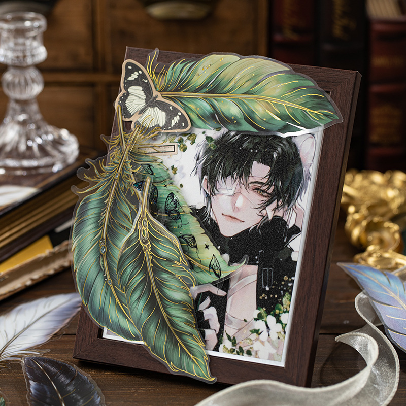 El lenguaje ocio pet estampado pegatinas bolsas de plumas de la serie de plumas creativas pegatinas decorativas