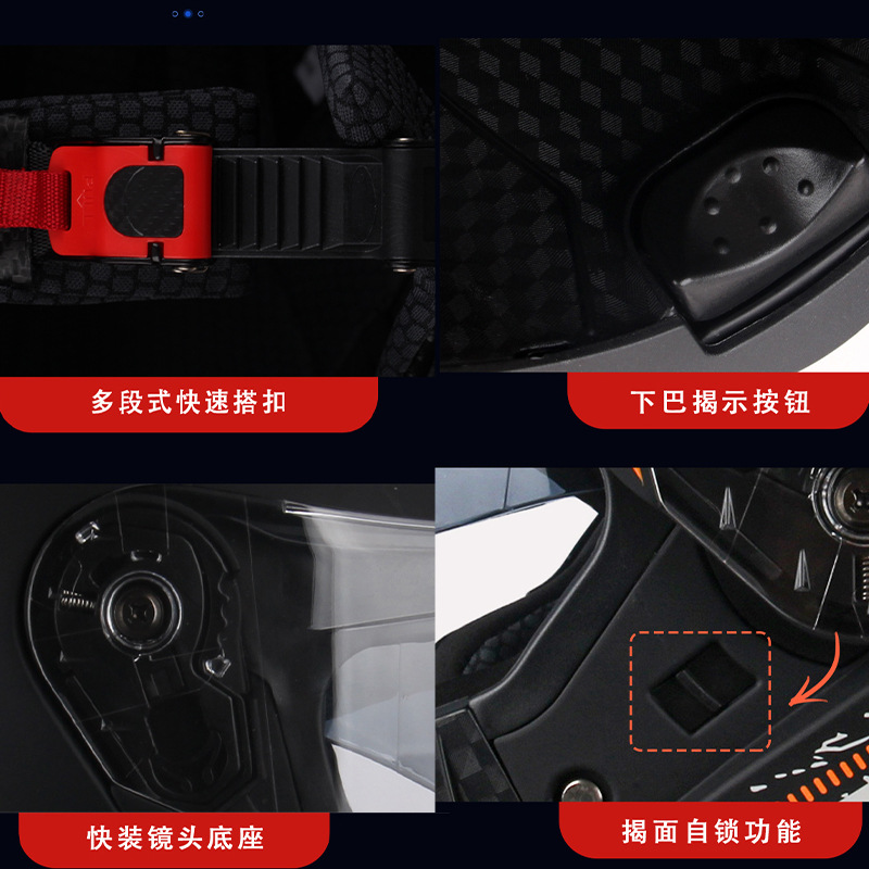 Casco de motocicleta, casco abatible, universal para todas las estaciones, cierre abatible, auriculares Bluetooth, equipo de conducción, casco de seguridad estilo americano