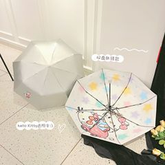 チタン銀二重日傘黒ゴム超強い日焼け止め紫外線防止男女学生折り畳み日よけ晴れ雨両用傘
