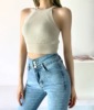 Brand knitted top with cups, tank top, white short classic suit jacket