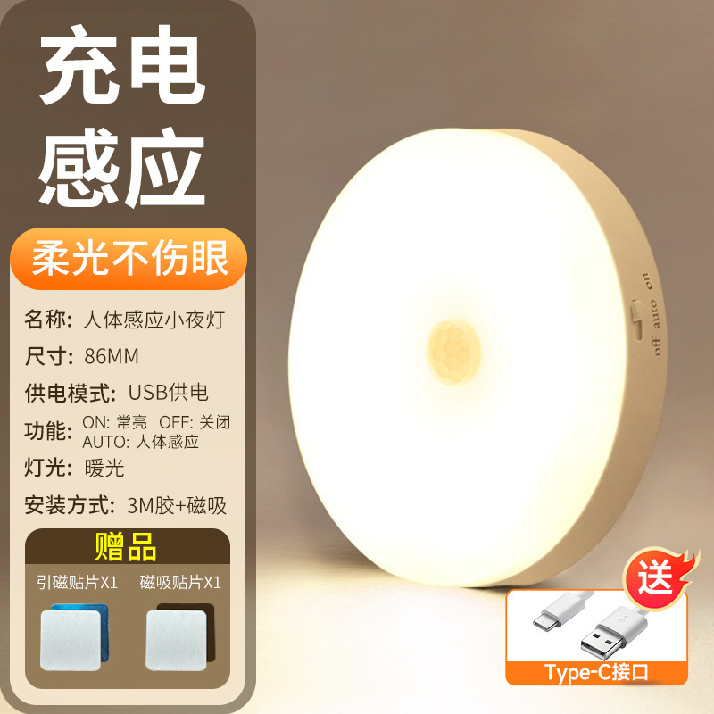 2024 nueva lámpara de inducción del cuerpo humano iluminación automática de noche pasillo doméstico control de voz inteligente carga de luz de noche