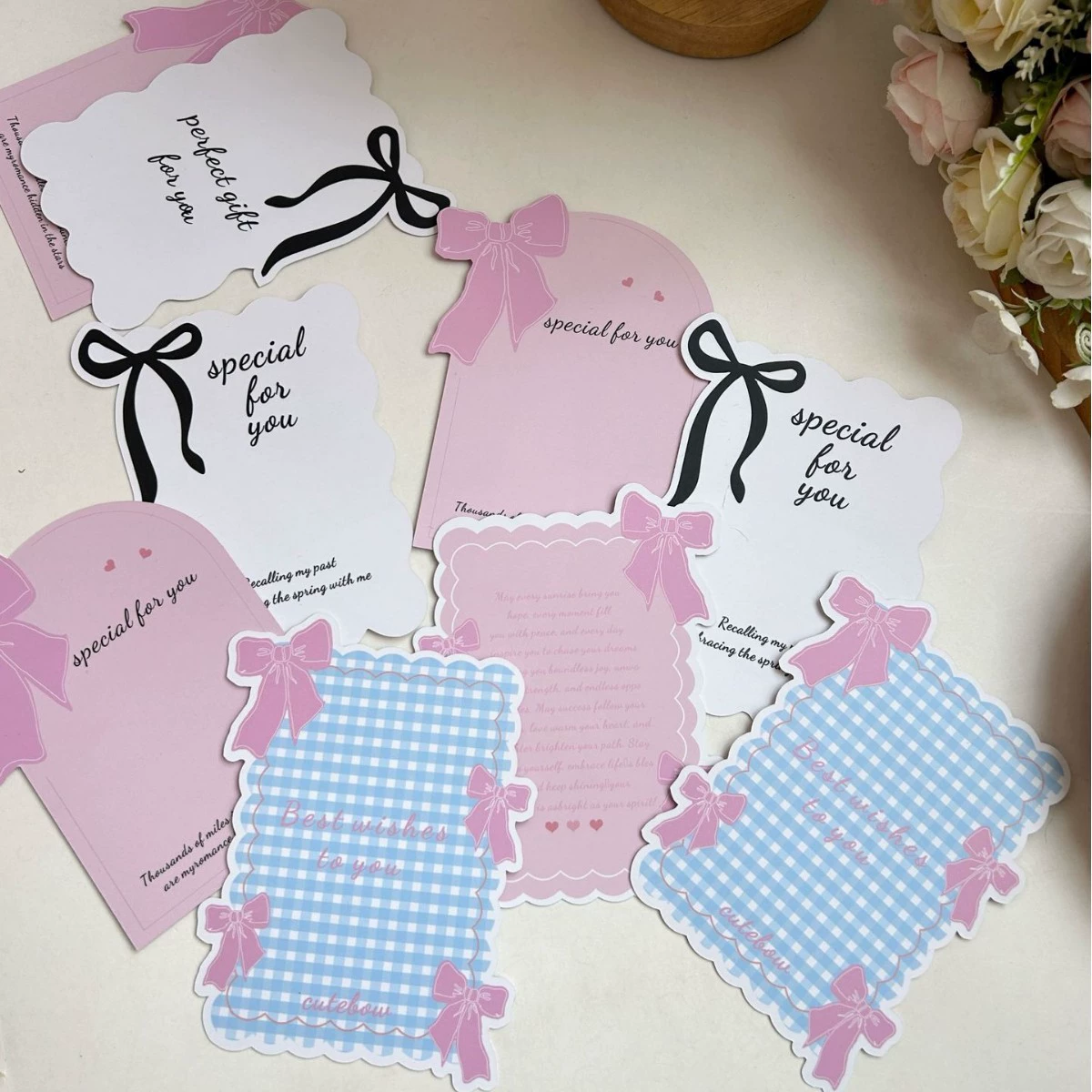 Карточка в форме бабочки с бантом, пейзажная подарочная карта, культурная и креативная упаковка, карточка с магнитной основой для холодильника, напечатанная благодарственная карточка после продажи, индивидуальный дизайн.