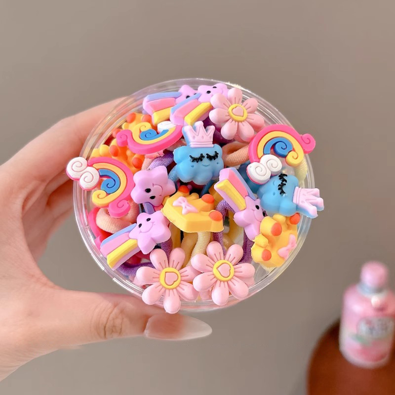 Niñas de dibujos animados coloridos correa de goma no lesionar cabello de cabello de niñas cabello de cabello de cabello lindo cabello de cola de caballo tocado