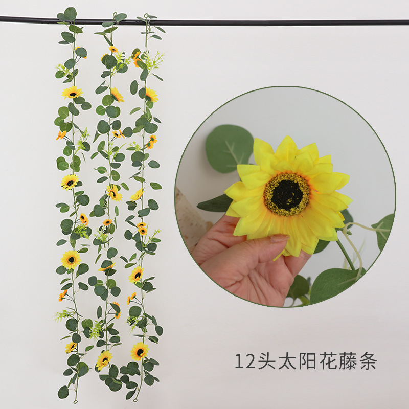 Imitation Sunflower Rattan Wholesale Homestay Loft Decoration Silk Cloth Flower Vine Sunflower Vine Garden Style Flower Vine Imitation Sunflower Rattan Wholesale Homestay Loft Decoration Silk Cloth Flower Vine Sunflower Vine Garden Style Flower Vine