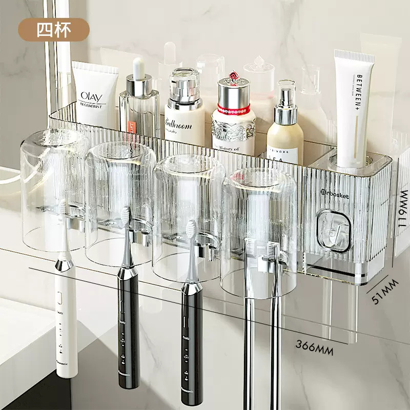 Luz de lujo cepillo de dientes pasta de dientes rack ponche libre montado en la pared inodoro enjuague bucal cepillo de dientes taza cepillo de dientes eléctrico titular