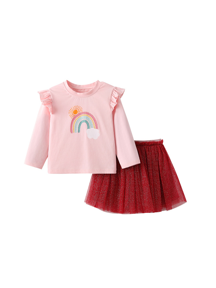 Malwee transfronterizo vestido de niña otoño y invierno nuevo estilo europeo y americano para niños de mediana edad adorable vestido de niña de dos piezas