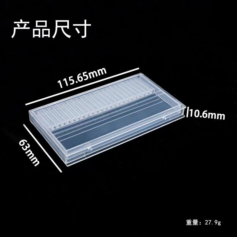 Uñas transfronterizas Caja de almacenamiento de cabezal de molienda de 24 agujeros Tratamiento frontal portátil Soporte de herramientas de pantalla abatible a prueba de polvo