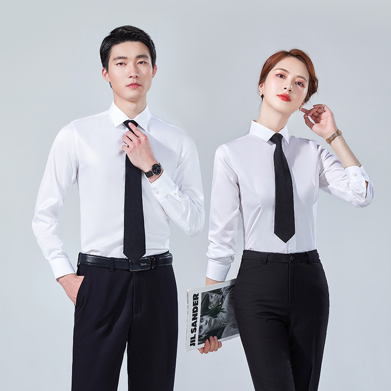 Pure cotton white long-sleeved shirt men's autumn new slim fit shirt Women's OL business formal wear ready-to-wear non-ironing overalls Pure cotton white long-sleeved shirt men's autumn new slim fit shirt Women's OL business formal wear ready-to-wear non-ironing overalls