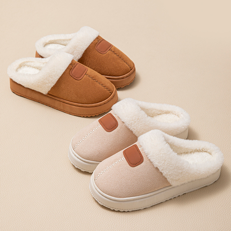 Autumn and Winter Women's Indoor Wear Furry Snow Fluffy Non-Slip Thick-Soled Cotton Slippers for Outer Wear Warm Winter Women's Shoes