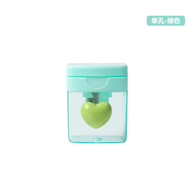 マカロンカラー鉛筆削りかわいい小学生鉛筆削りマニュアル愛回転二穴透明鉛筆削りカバー付き|undefined