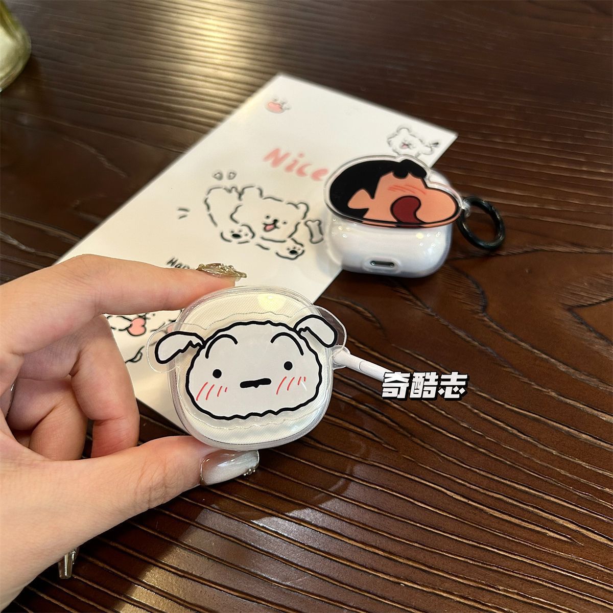 t01风可爱蜡笔小新适用真我Buds T310卡通5小白狗狗Air6Pro保护套