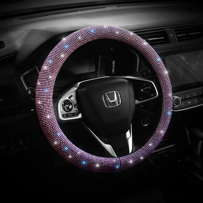 Source Factory Cross-Border Car Diamond-Studded Steering wheel cover - pink-diamond-38cm
