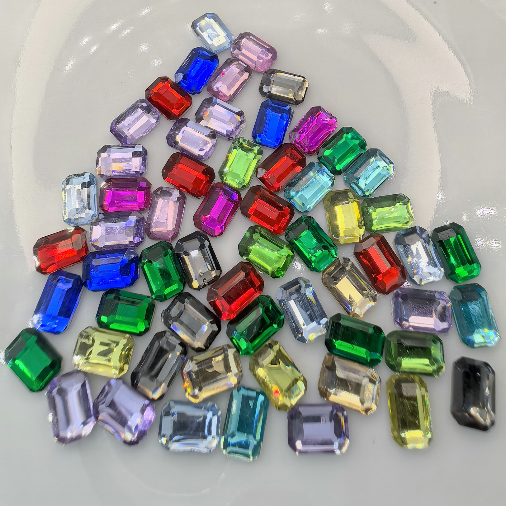 5.4.004,八角方钻超闪白色透明平底异形钻长方形钻指甲树