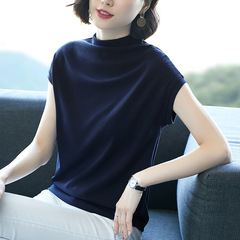 半袖女性の薄い夏 2025 新しいトレンディなルーズショート Tシャツ女性の多用途ハーフタートルネック夏の女性のトップス