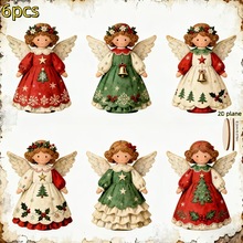 新款木制复古天使平面木制装饰品挂件圣诞树家居节日布置创意礼物